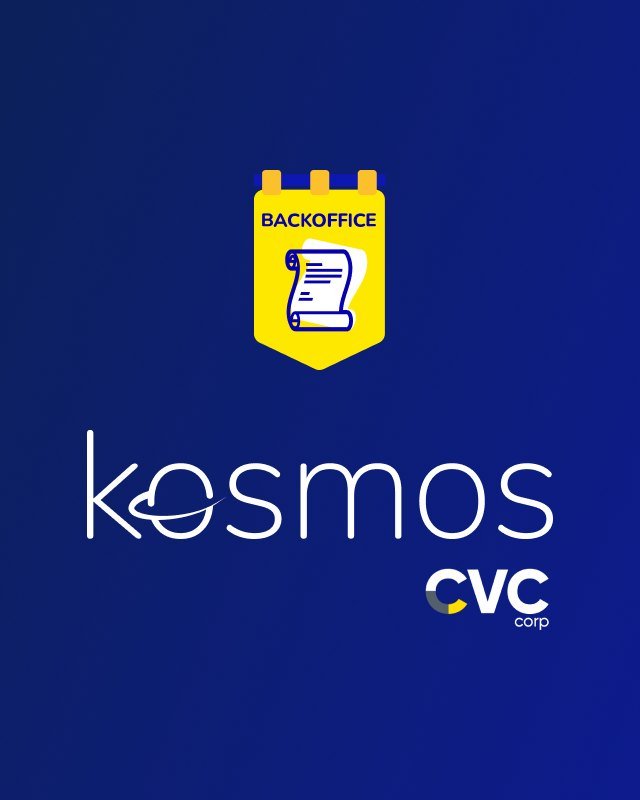 Marca kosmos, do backoffice da CVC, com selo amarelo