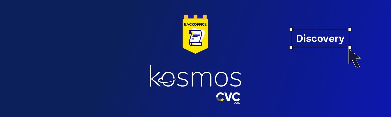 Marca kosmos, do backoffice da CVC, com selo amarelo